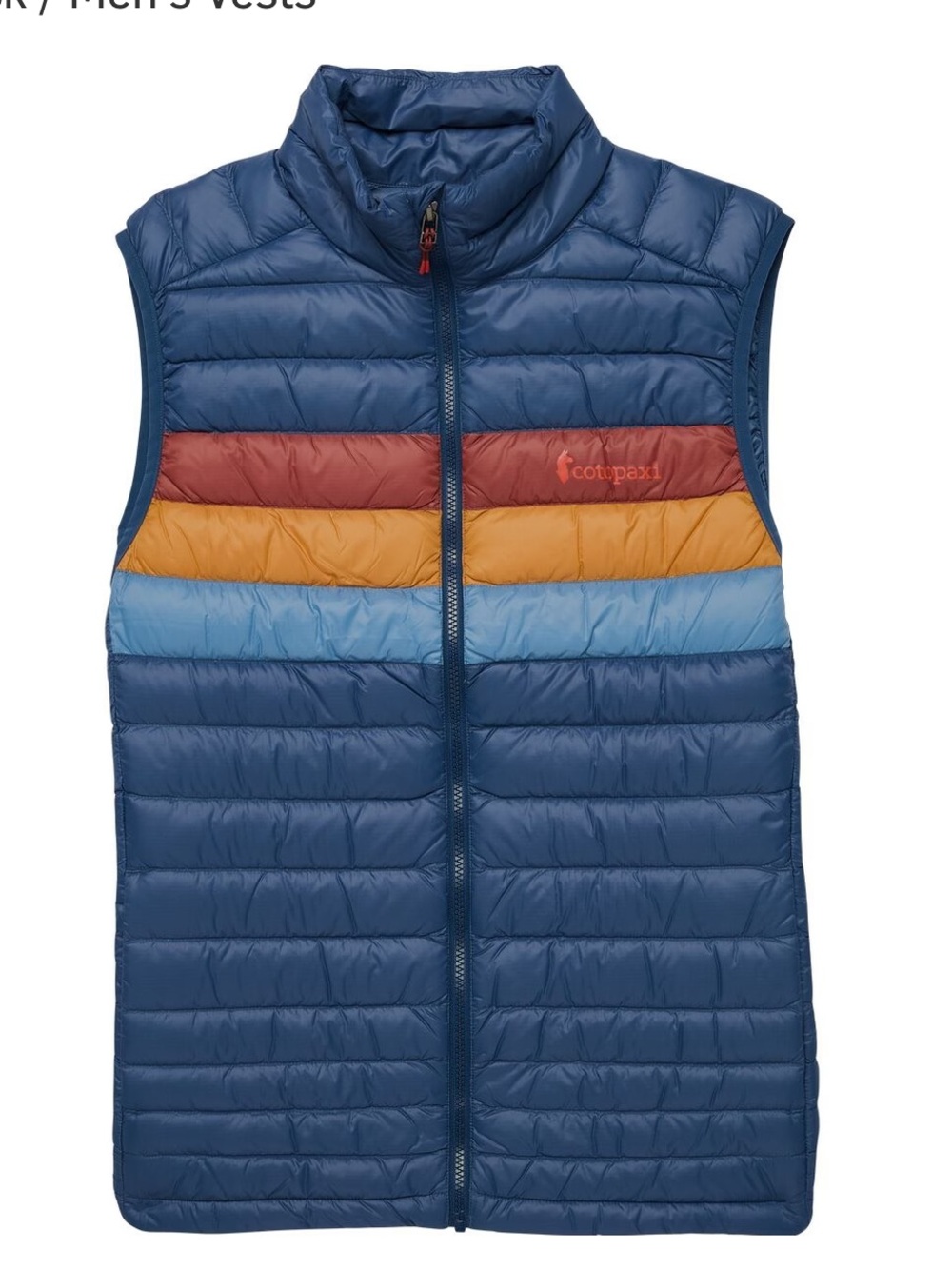 Cotopaxi Men's XL Fuego Down Vest Blue Deep Sea Stripes NWT Puffy Puff Insulated